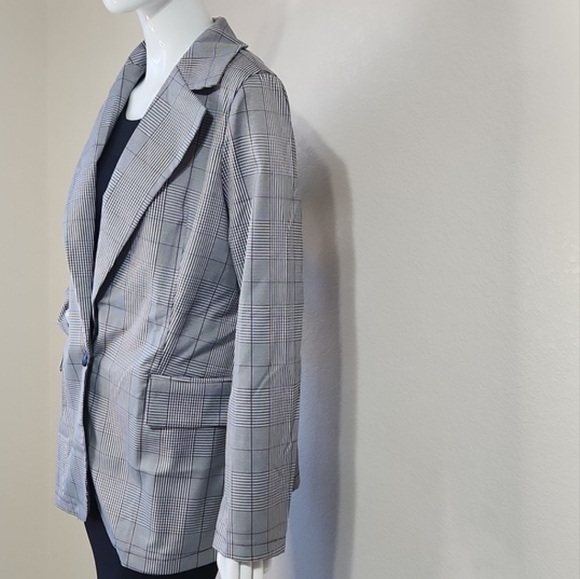 Cupshe Gray Oversized Blazer Plaid - Picture 7 of 11